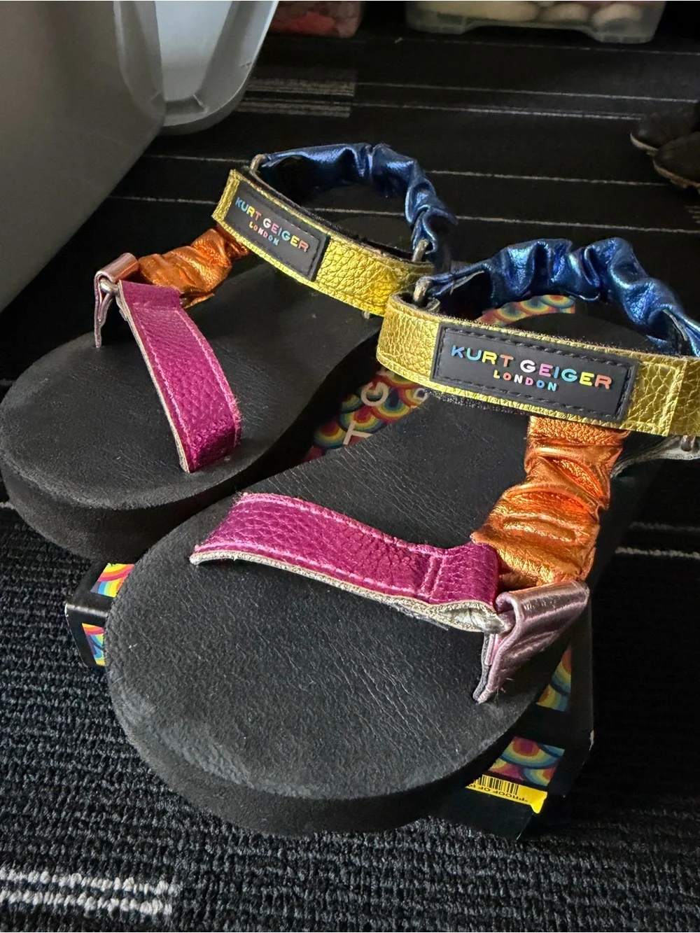 Kurt Geiger Kids Multicolor Metallic Strap Sandals - Pink/Gold/Blue/Orange